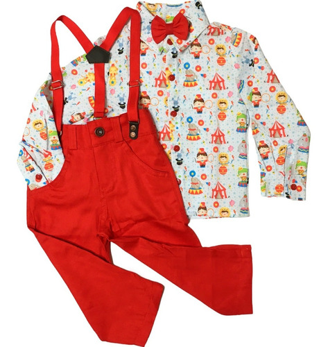 Conjunto Social Roupa Circo Infantil Menino Luxo Premium