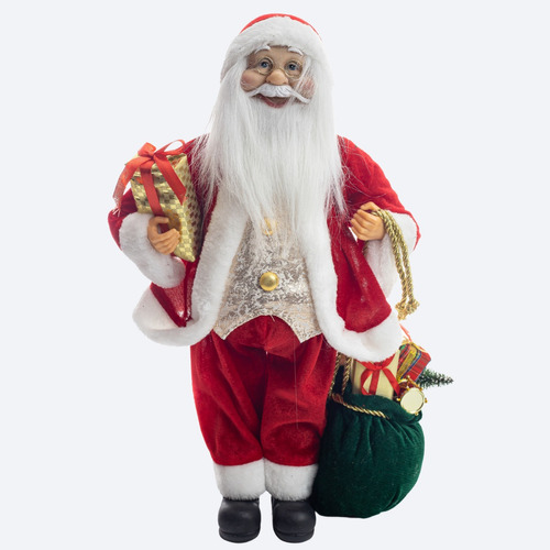  Boneco Papai Noel 45cm Luxo Enfeite Decoração Natalina Casa