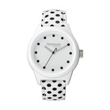 Reloj Reebok Classic R Polka Dots Rc-cpd-l2-pwlw-wb Dama Color De La Malla Blanca Con Lunares Negros Color Del Bisel Blanco Color Del Fondo Blanco