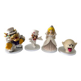 Super Mario Bros Boda Peach & Bowser Set De 4 Figuras  