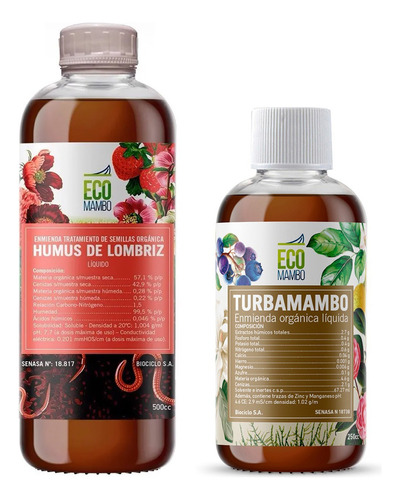 Ecomambo Humus De Lombriz Líquido 500ml Con Turbamambo 100ml