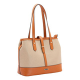 Bolsa Chenson Feminina Plissada Ombro Grande 3484423 Cor Bege Desenho Do Tecido Lisa