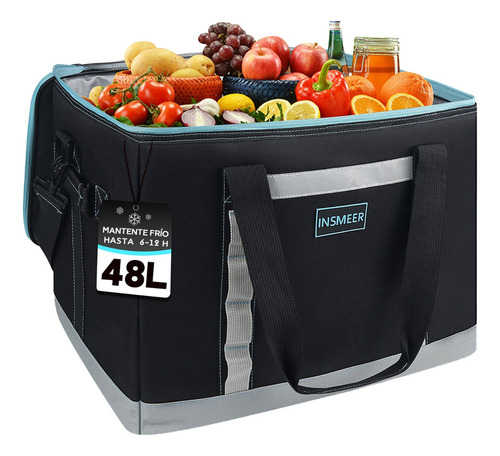 Hielera Portatil 48l Bolsa Térmica Para 65 Latas, Negro