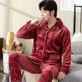 Pijama Hombre Franela Invierno Engrosamiento Caliente Homewe