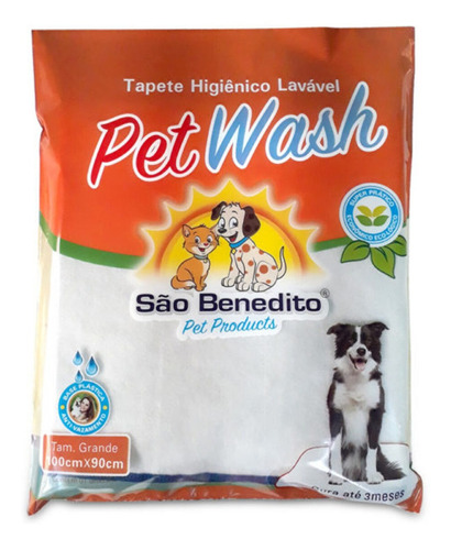 Tapete Higiênico Lavável Pet Wash São Benedito Grande 100x90