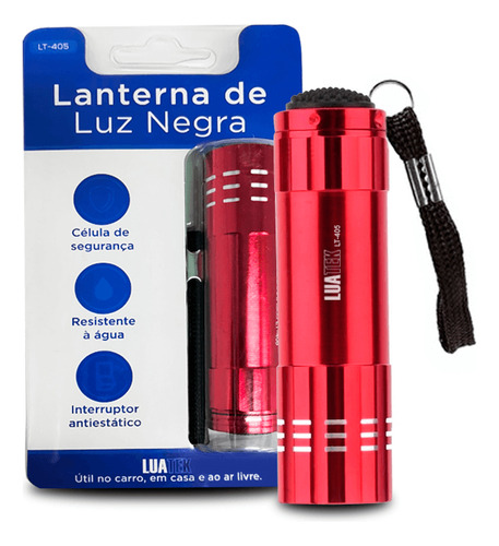 Lanterna De Luz Negra Ultravioleta Vermelho