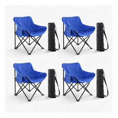Silla Plegable Camping Playa Pesca Impermeable Set 4 Azul Resistente 100kg | Meses sin interés