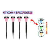 Kit 04 Balizador Solar 3lm Multicor Jardim 3lumens Espeto