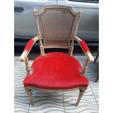 Antiguo Sillon Frances Luis Xvi Esterilla Pana Roja 