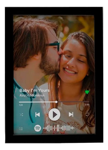 Quadro Música Spotify Namorados Presente Com Moldura E Vidro