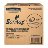 Caja De Toalla Interdoblada Sanitas 20 Paq C/100hojas