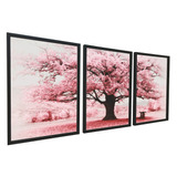 Quadros Decorativos Árvore Vida Cerejeira Rosa Escritório