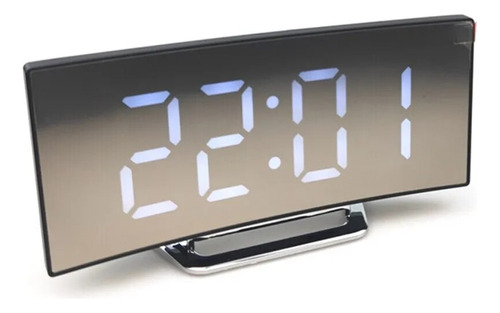 Reloj Despertador Digital Led Con Pantalla De Espejo Curvo,