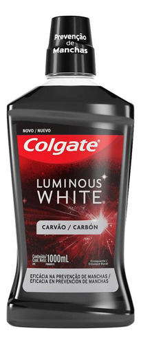 Enxaguante Bucal Carvão Zero Álcool Colgate Luminous White Frasco 1000ml