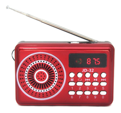 Mini Radio Digital Recarregável C/ Fm, Usb, Bt E Cartão J32