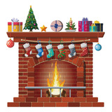 Etiqueta De La Pared De La Chimenea De Navidad Calcomanía