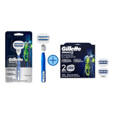 Aparelho Barbear Gillette Mach3 Corpo + 2 Carga Refil 