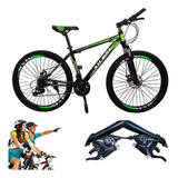 Bicicleta De Montaña 21 Vel. Suspension Frenos De Disco R-26 Color Verde Tamaño Del Cuadro 26