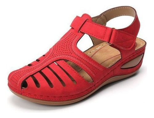 Sandalias De Mujer Zapatos De Cuero Suave Punta Cerrada Anti