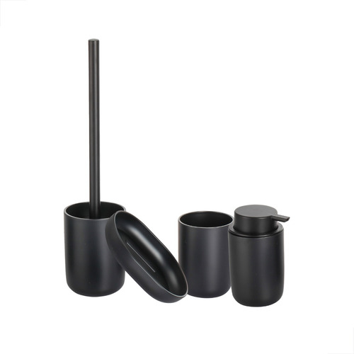 Kit Jogo De Banheiro Conjunto Lavabo Preto Mood 4 Peças