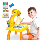 Mesinha De Desenho Infantil Projetora Criativa Led Girafa