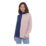 Sweater Mujer Bicolor Navy-palo Rosa Corona