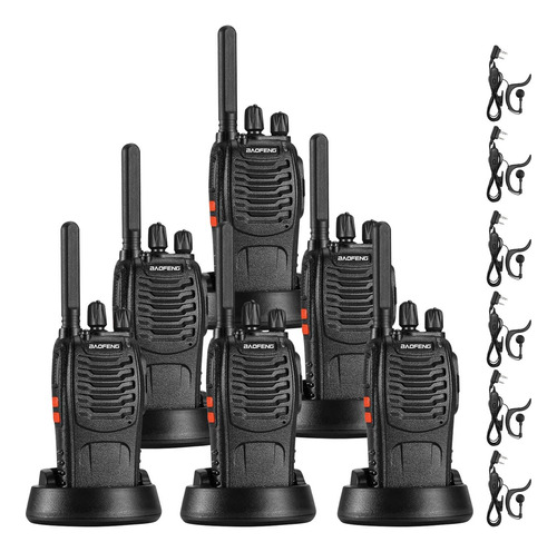 6 Pcs Baofeng Bf-888s Walkie Talkie Uhf Con Manos Libres