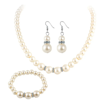 Juego De Pendientes Para Mujer, Collar Y Pulsera Con Perlas | Envío gratis