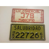Placa Antigua Lic. Comercial Año 1968 (367) Y Año 62 22726