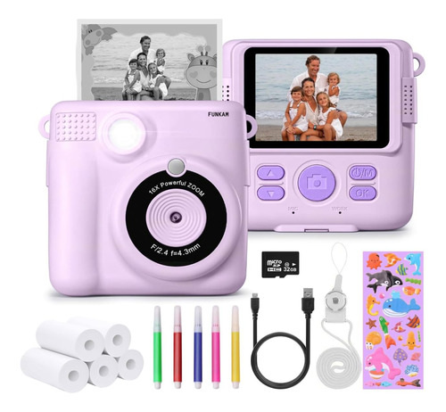Instant Print Camera For Kids - 2.4  Hd 1080p - With 32gb...