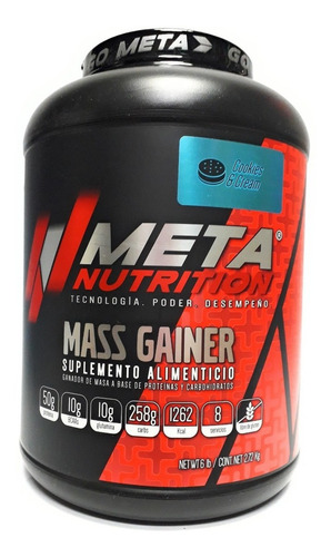 Suplemento En Polvo Meta Nutrition  Mass Gainer Carbohidratos Sabor Cookies And Cream En Pote De 2.72g