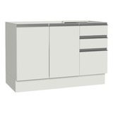 Mueble Cocina 120x60 2 Puertas 3 Caj S/ Tablero Glamy Madesa Color Blanco