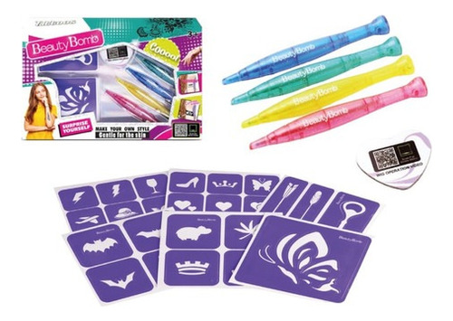 Set Tatto Tatuajes De Juguete Niñas Stencil Boligrafos Juego