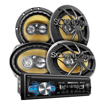 Kit Autoestéreo Vm25b+bocinas 6x9 Y 6.5 Carbono Soundstream | Envío gratis
