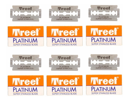 6 Cajas De Filos Treet Platinum Afeitar Barberia X 10