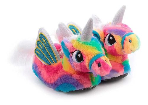 Pantufa Infantil Unicórnio Asas Com Glitter Linda Premium