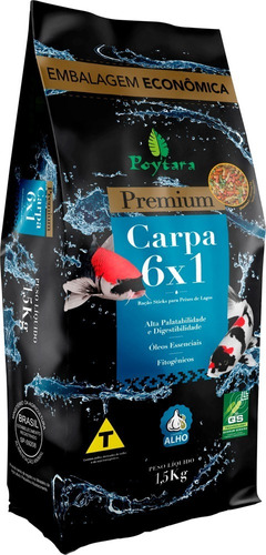 Ração Poytara Carpa Premium 6x1 1,5kg Saco
