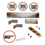 Kit Gato 7 Pçs 3 Nichos +prateleiras +ponte+ Escada Mdf 15mm