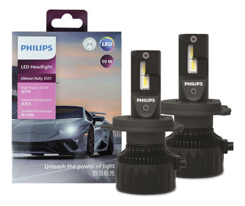 Lámpara Frontal De Coche Philips Ultinon Rally 3551 Led H4,