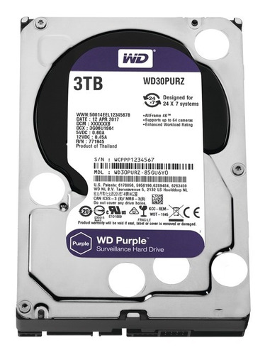 Disco Duro Western Digital Purple 3tb Para Videovigilancia
