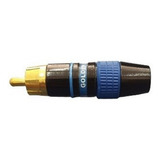 Plug Rca Profissional Preto Com Tarja Azul - 10 Peças