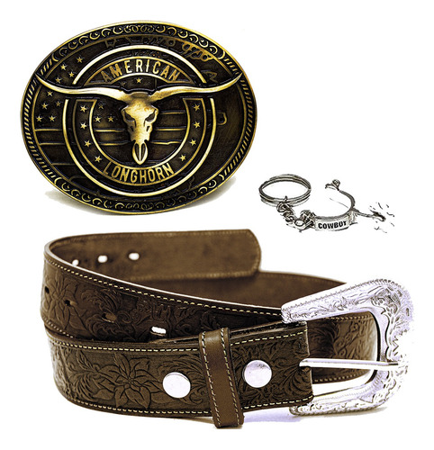 Cinto Country Peao Rodeo Touro Barretos Fivela Cowboy Grande