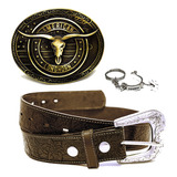 Kit Country Cinto Cavalo Peao Cowboy + Fivela Touro Rodeio