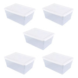 5 Cajas Contenedor Cajon Organizador Almacenamiento Apilable