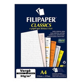 Papel Vergê Branco A4 210x297mm 90g/m² Filipaper 100 Folhas