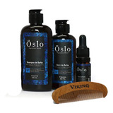 Kit Barba - Shampoo + Balm + Óleo Oslo Viking Com Pente