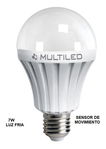 Lampara Multi Led A60 7w Fria Con Sensor De Movimiento E27 Color De La Luz Blanco Frío