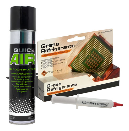 Kit Limpieza Grasa Disipadora 5cc + Aire Comprimido 400cc