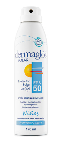 Protector Solar Dermaglos Spray Continuo Fps 50 Niños X170ml