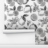 Papel De Parede Adesivo Sala Lavável Branco Fruta 10m